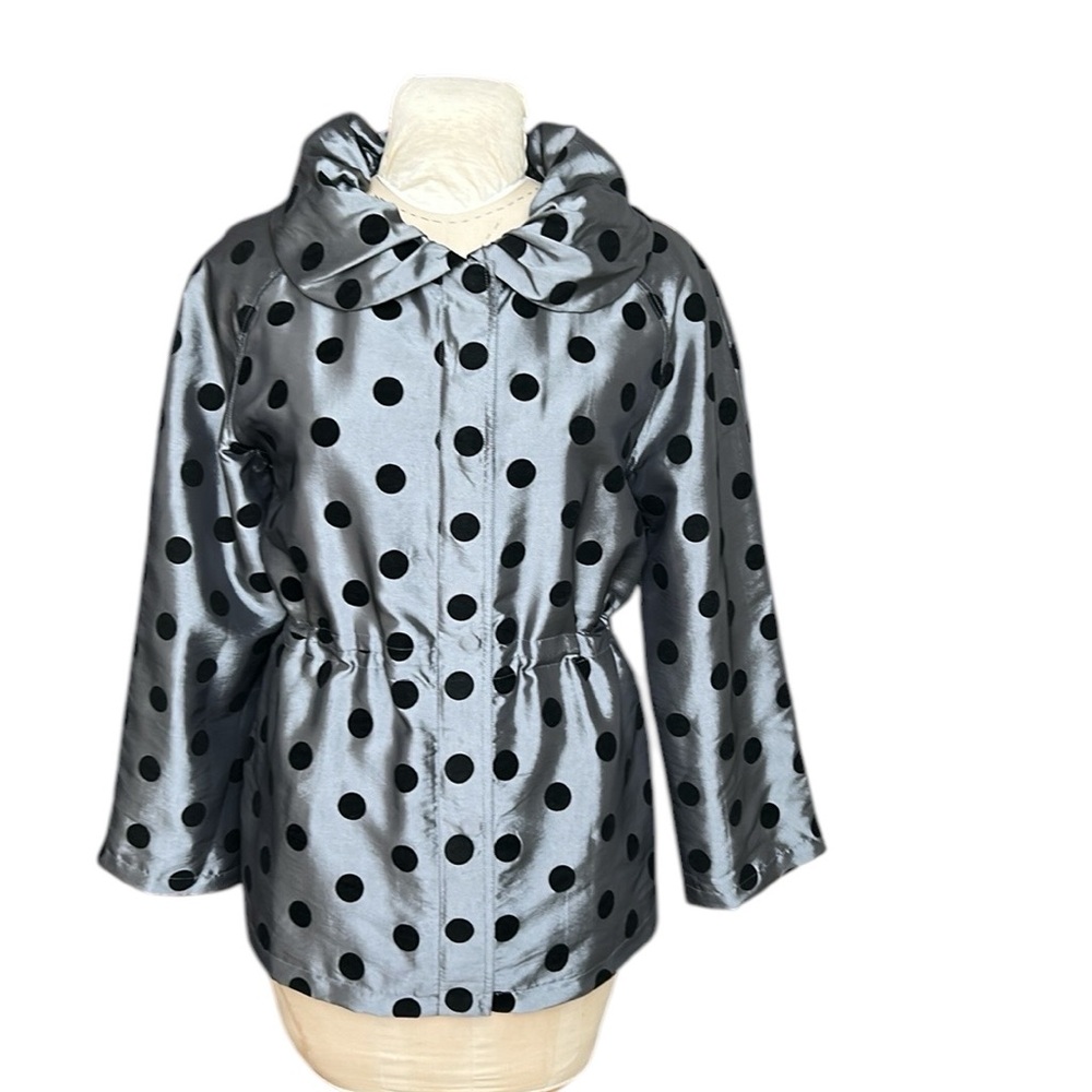 UBU Felted Black/Silver Polka‎ Dot Jacket Bubble Collar Lightweight Funky M
